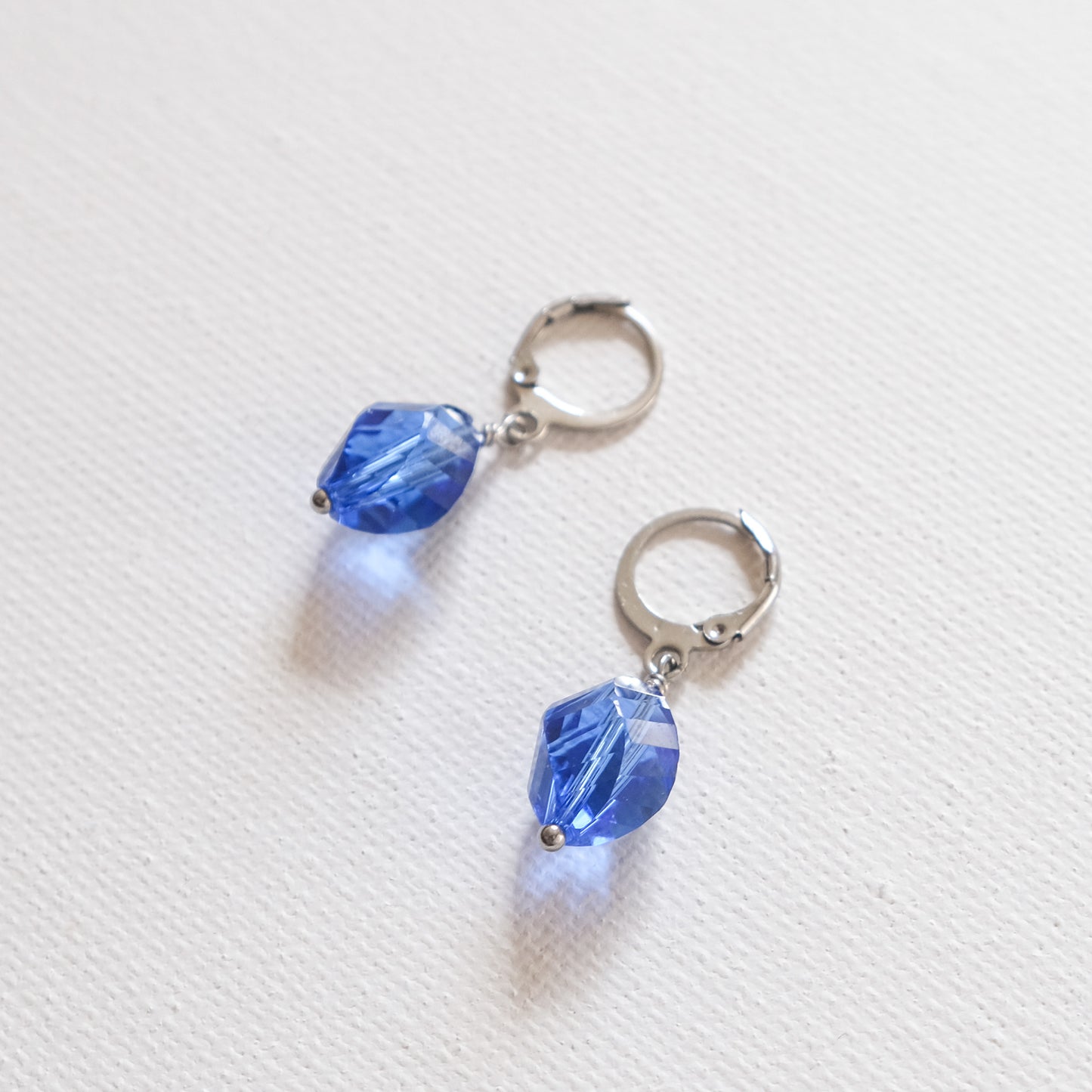 Blue Crystal Tear Drop Earrings Blue/Silver