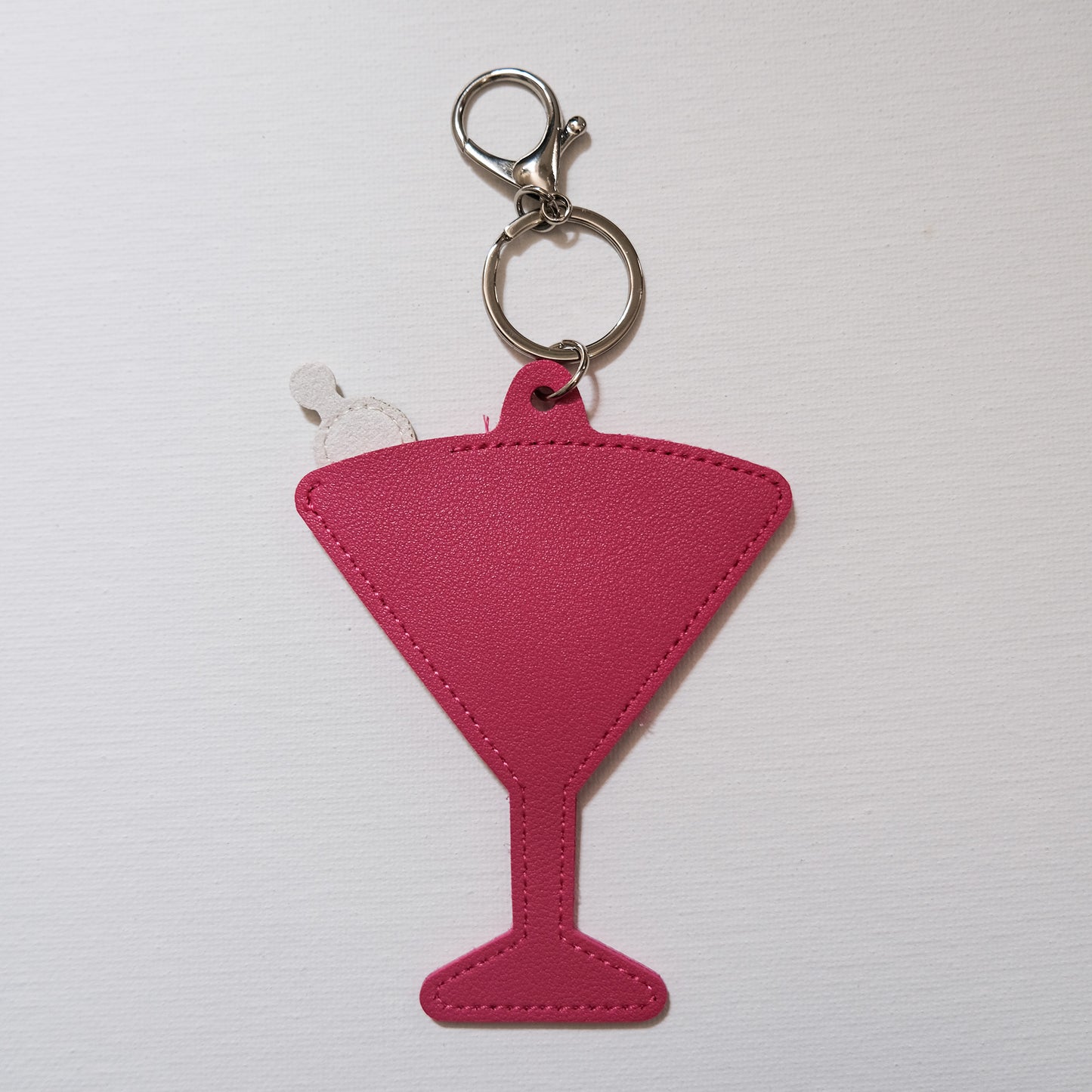 Wine Glass With Olives Sunglasses Keeper Key Ring Red