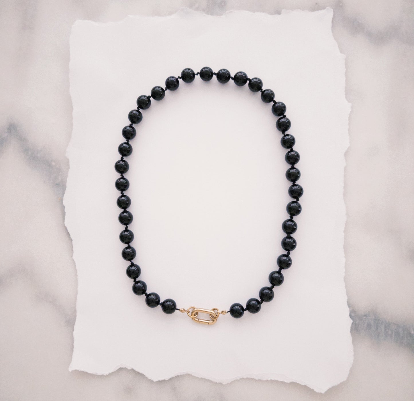 Rhea Handknotted Bead Necklace Black Onyx