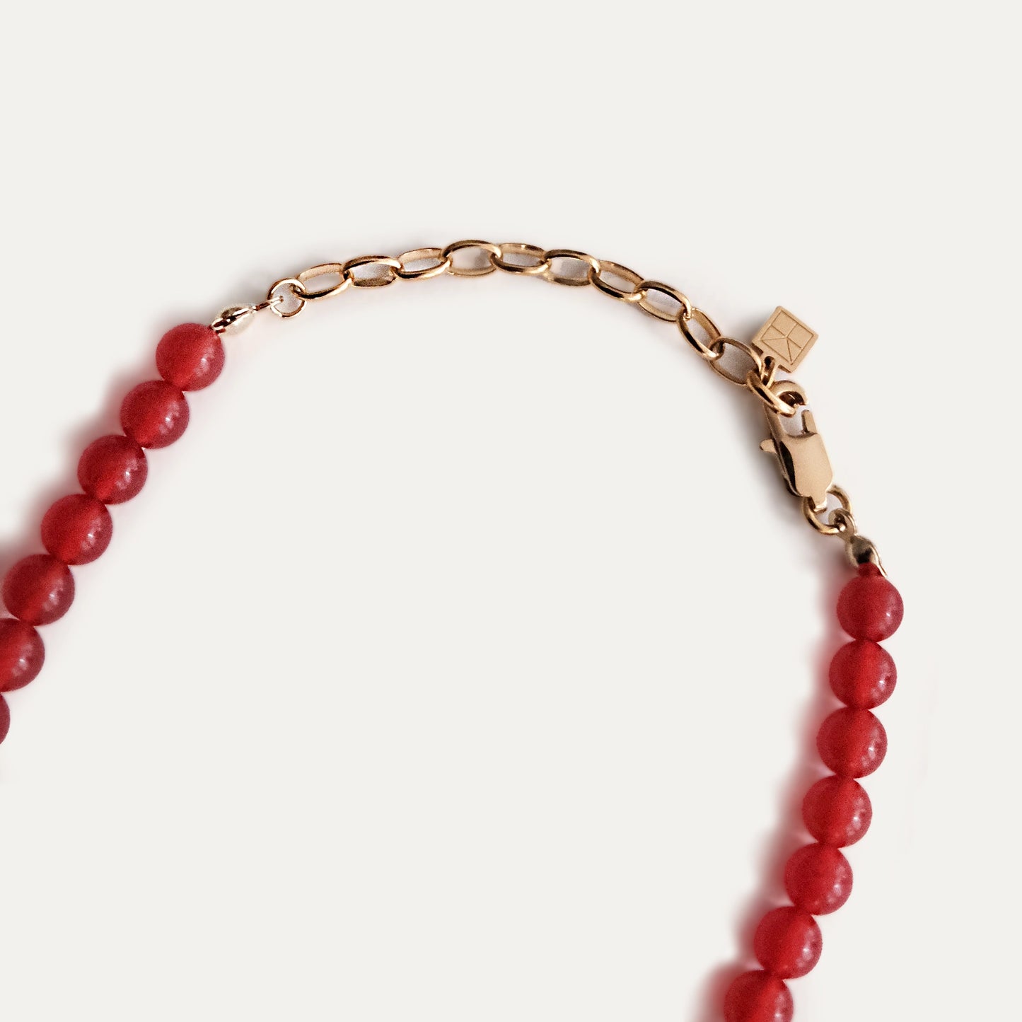 Sian Beaded Necklace Red Jade/Gold