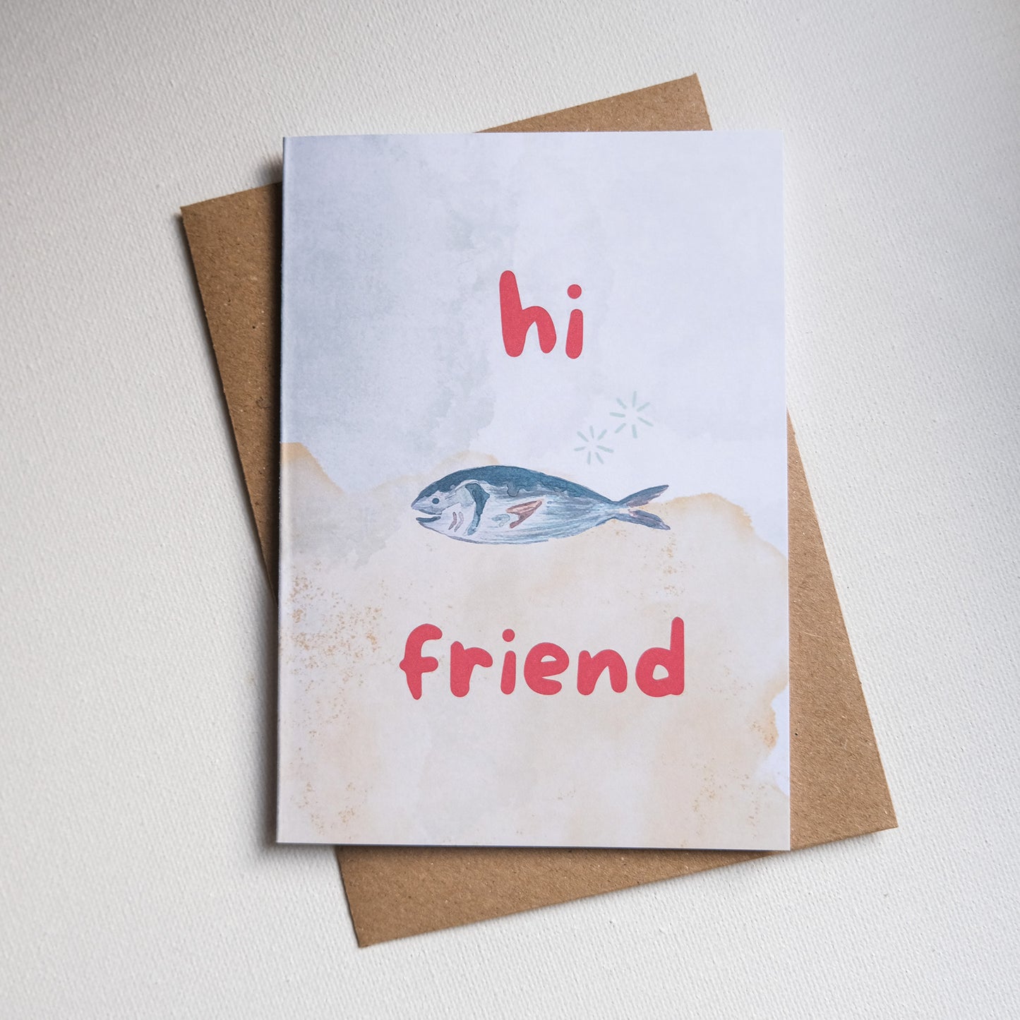 Greeting Cards Hi firend fish Blue