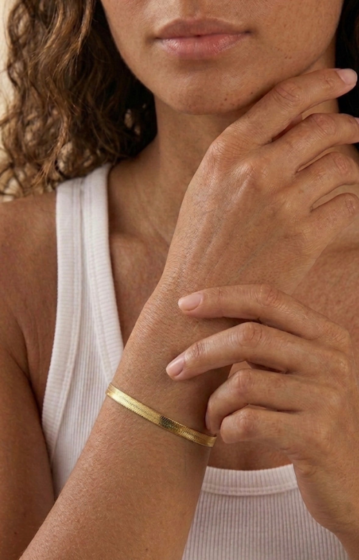 Herringbone Chain Bracelet Gold