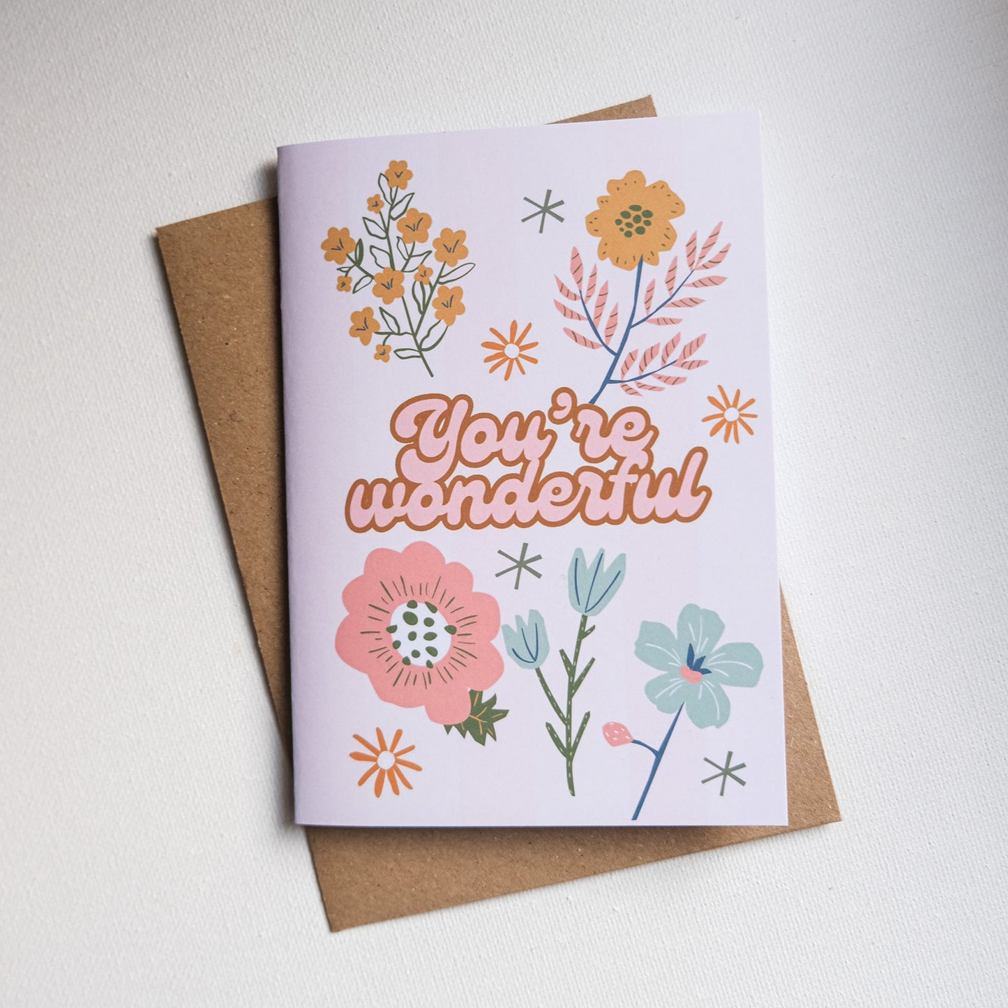 Greeting Card You're wonderful flowers Pink