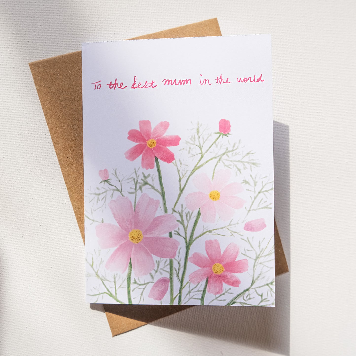 Greeting Cards to the best mum in the world cosmos White