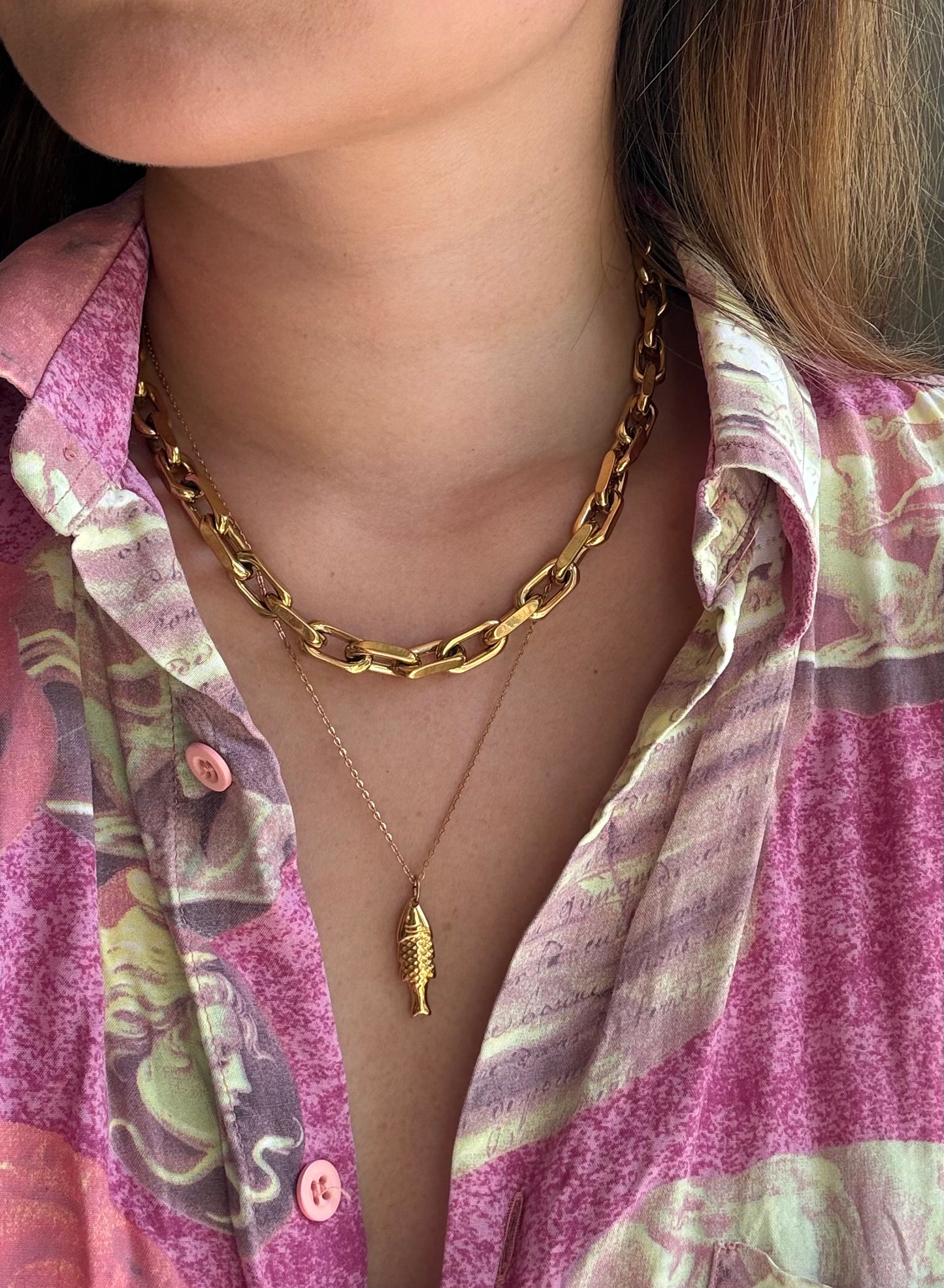 Luxe Bold Paper Clip Chain Necklace Gold
