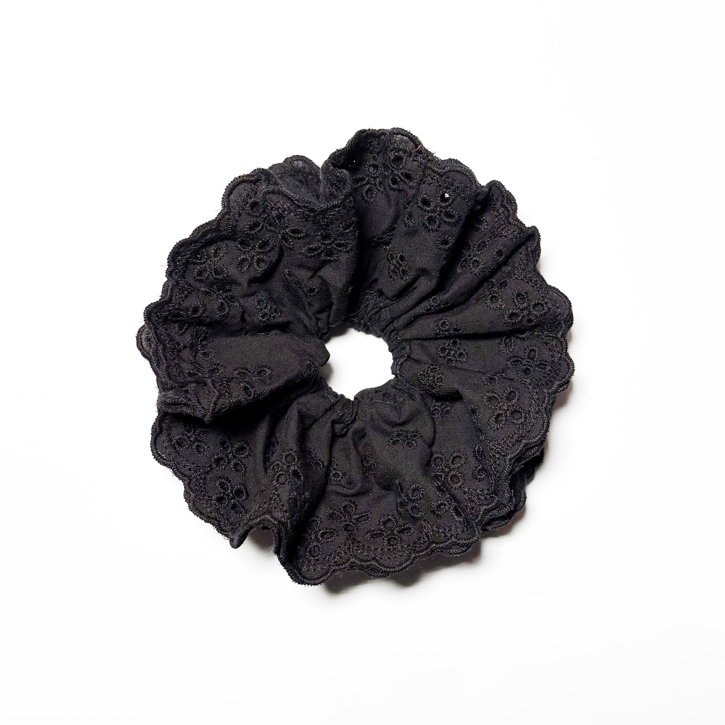 Sophia Embroidered Scrunchie Black