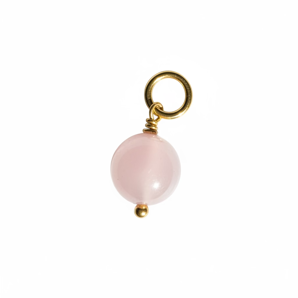 Round Gemstone Charm 8mm Rose Quartz