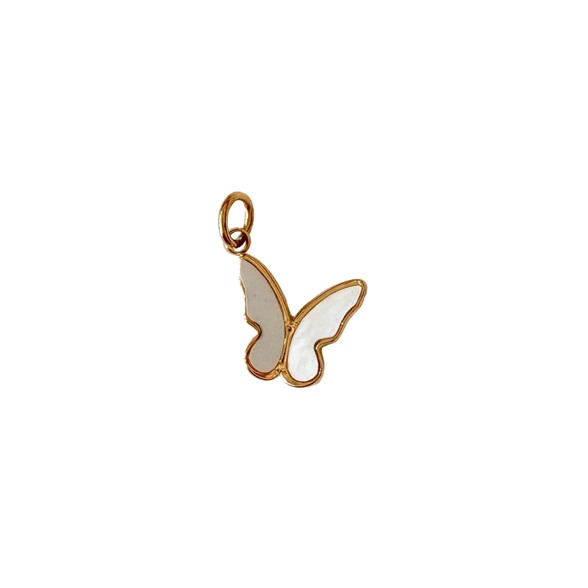Shell Butterfly Charm White/Gold