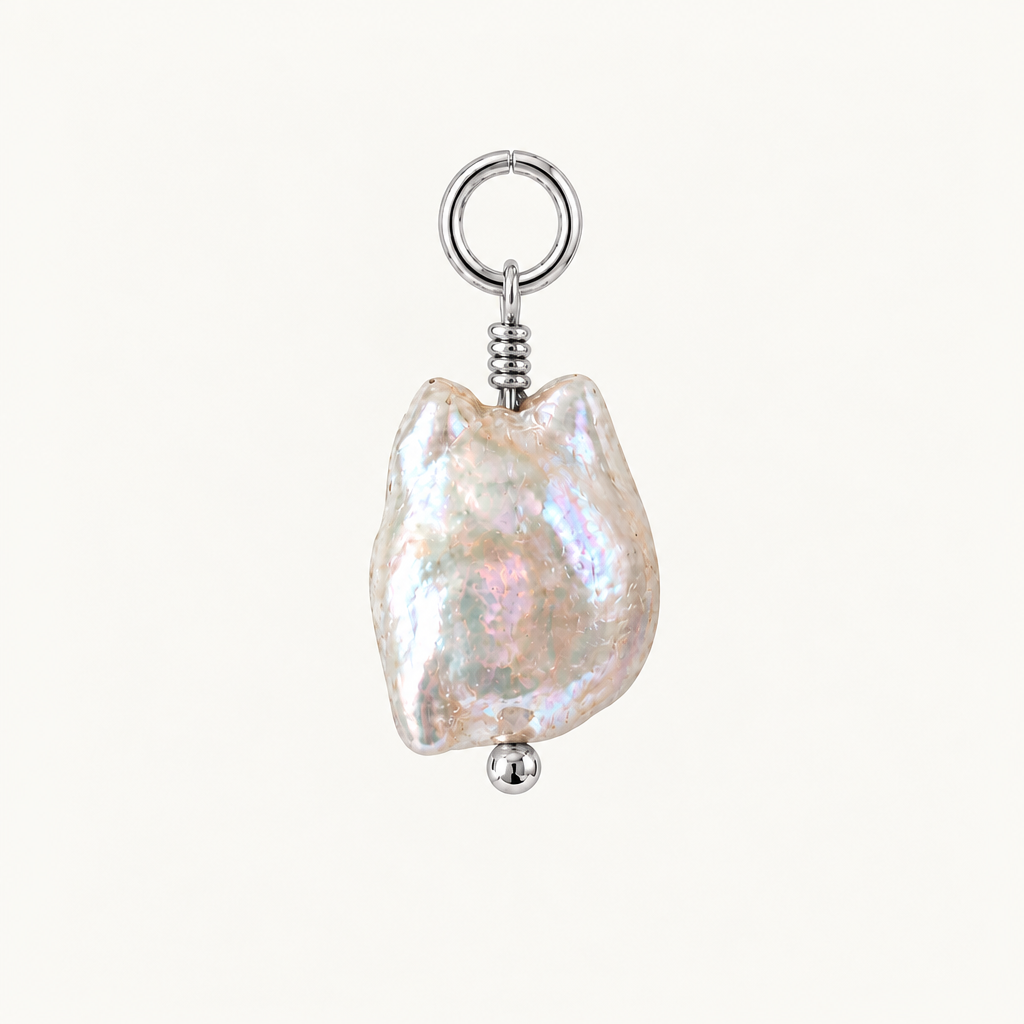 Keshi Pearl Charm Silver