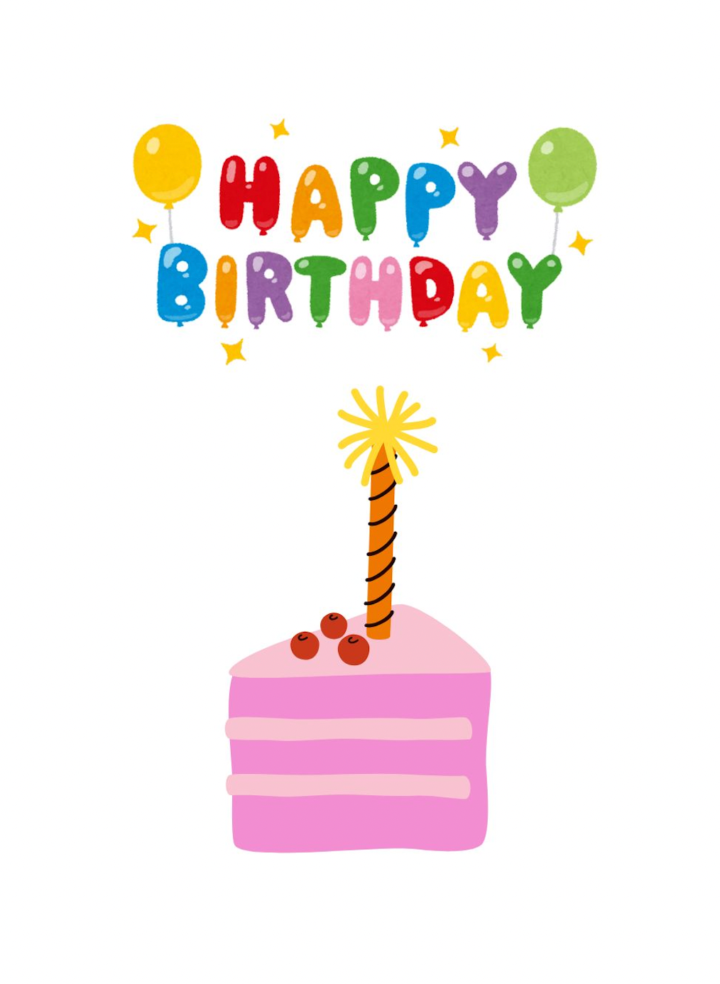 Greeting Cards Happy birthday a slice of pink cake White