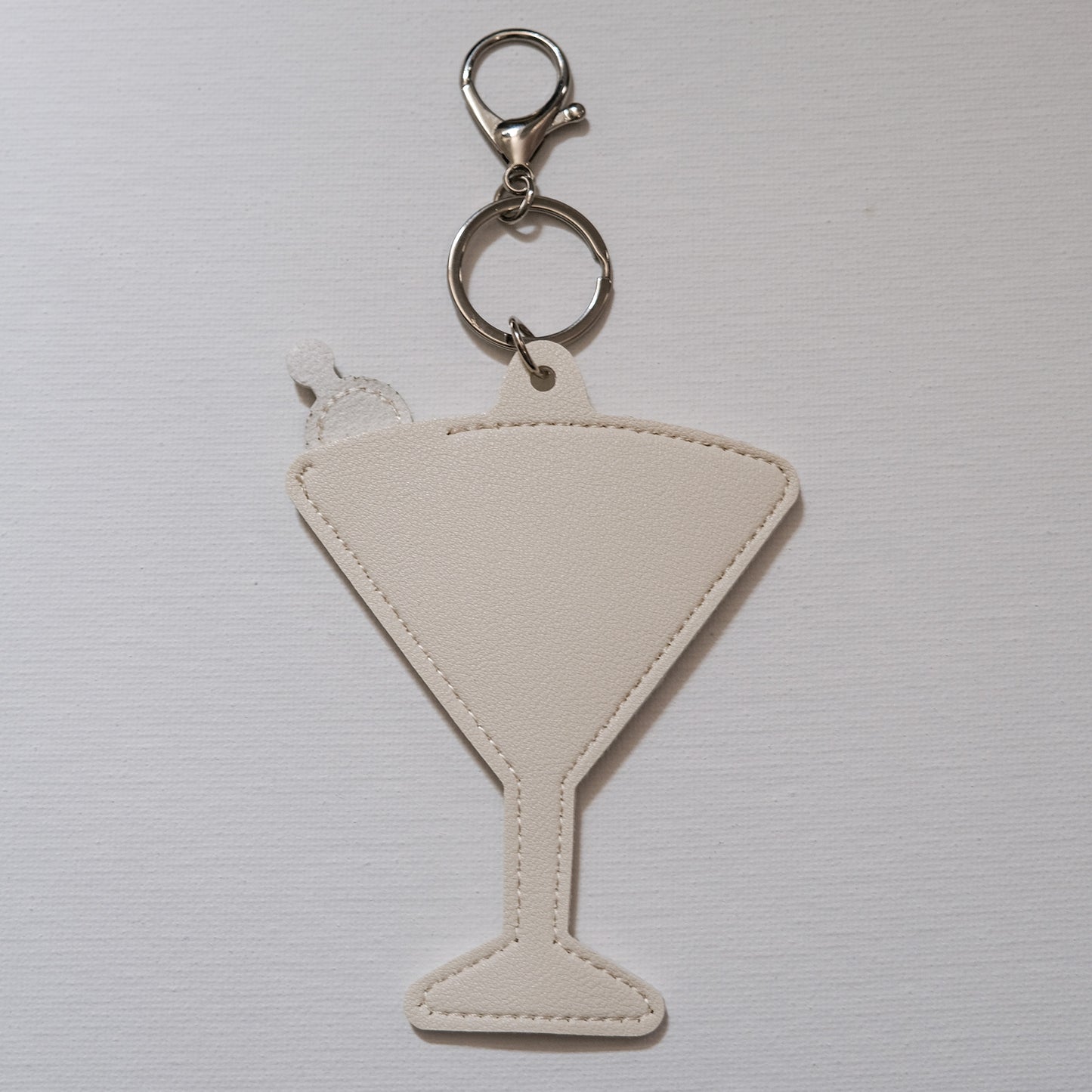 Wine Glass With Olives Sunglasses Keeper Key Ring White