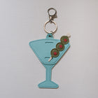 Wine Glass With Olives Sunglasses Keeper Key Ring Blue