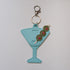 Wine Glass With Olives Sunglasses Keeper Key Ring Blue
