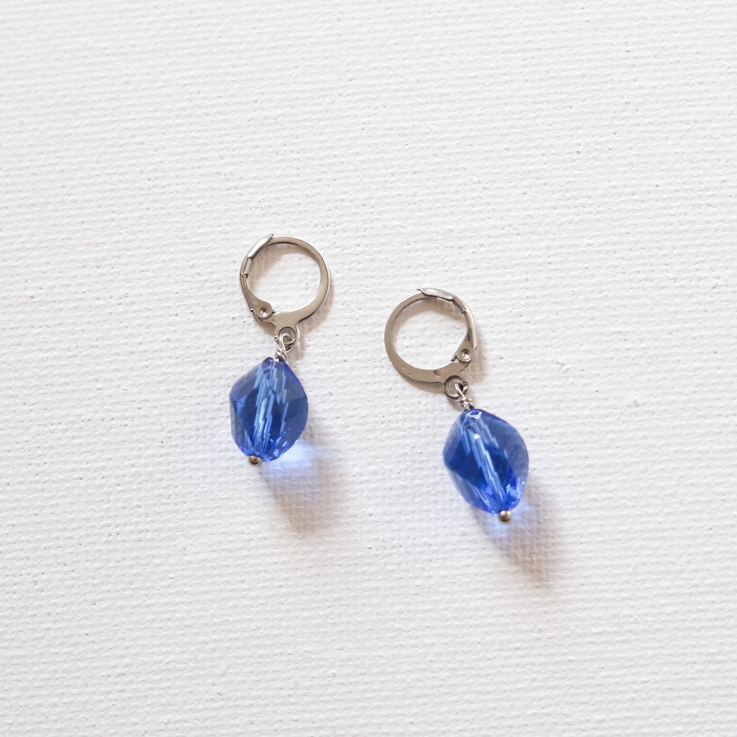 Blue Crystal Tear Drop Earrings Blue/Silver
