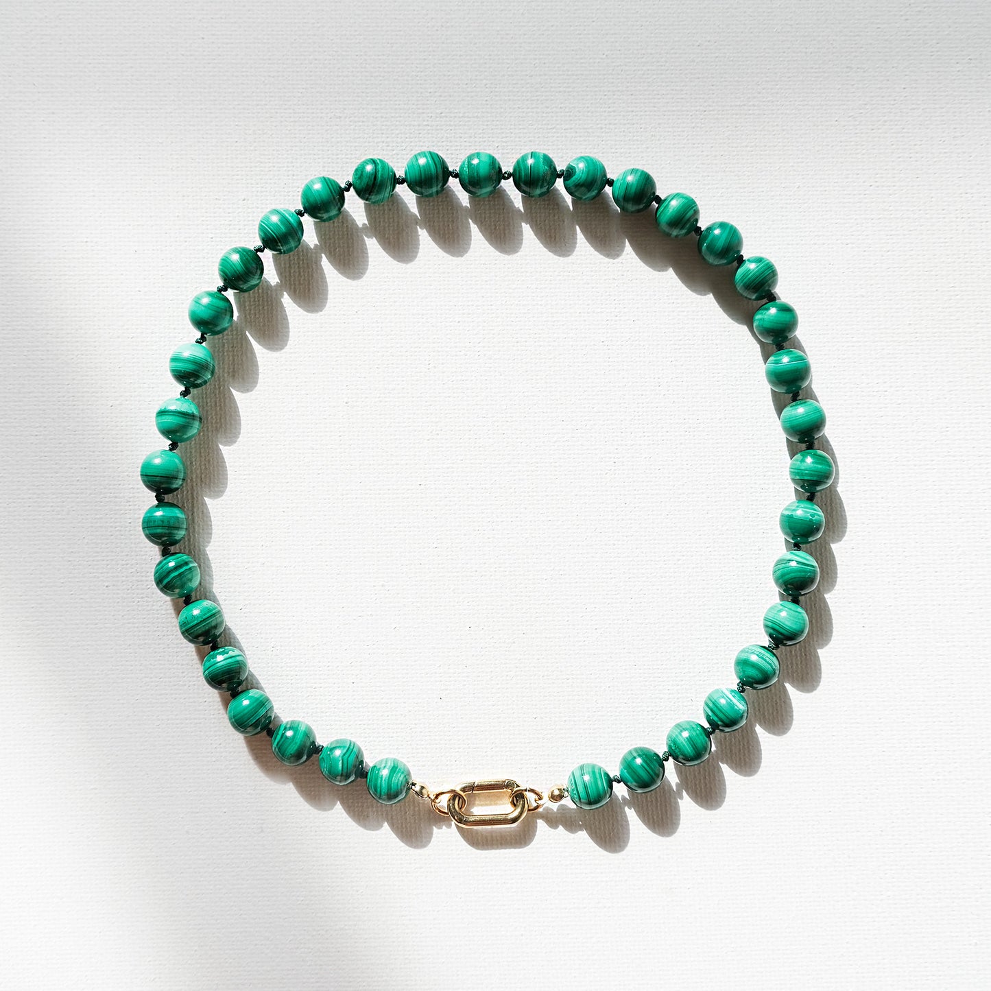 Rhea Handknotted Bead Necklace Malachite