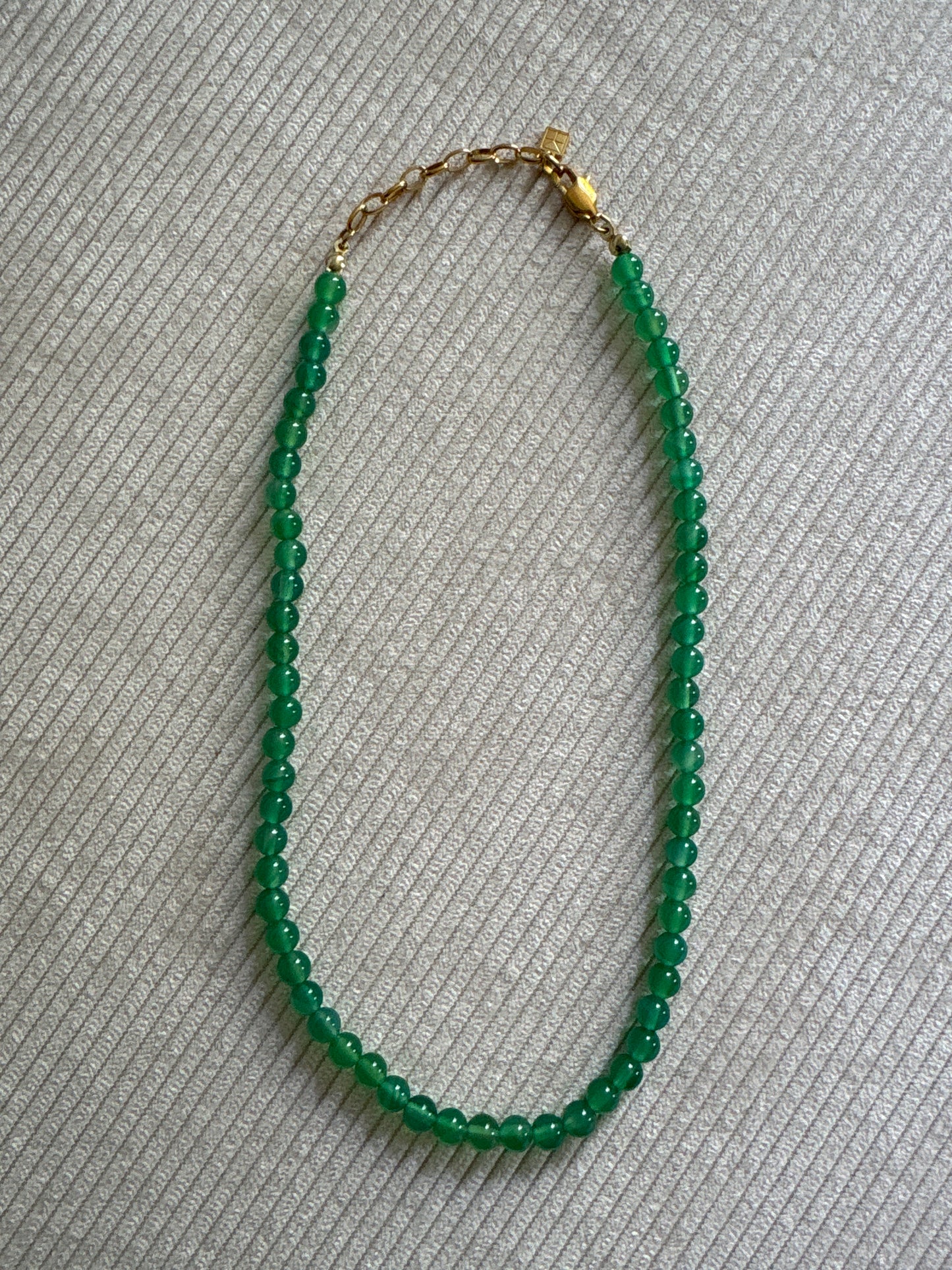 Sian Beaded Necklace Green Onyx/Gold