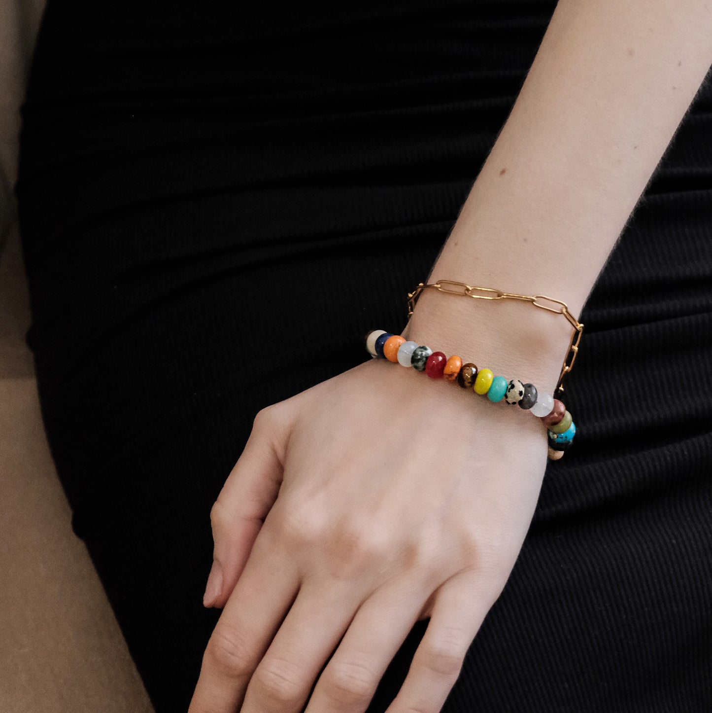 Chunky Rainbow Gemstone Bracelet Multi