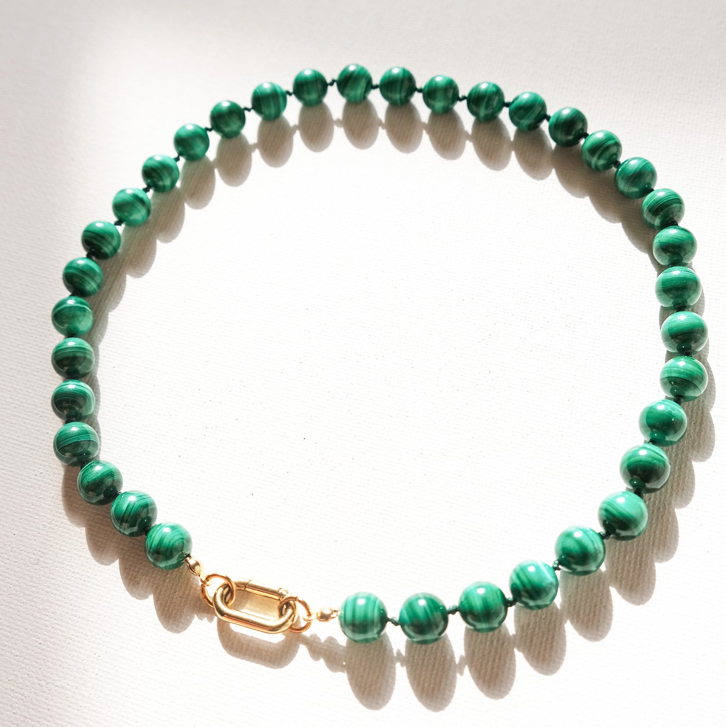 Rhea Handknotted Bead Necklace Malachite