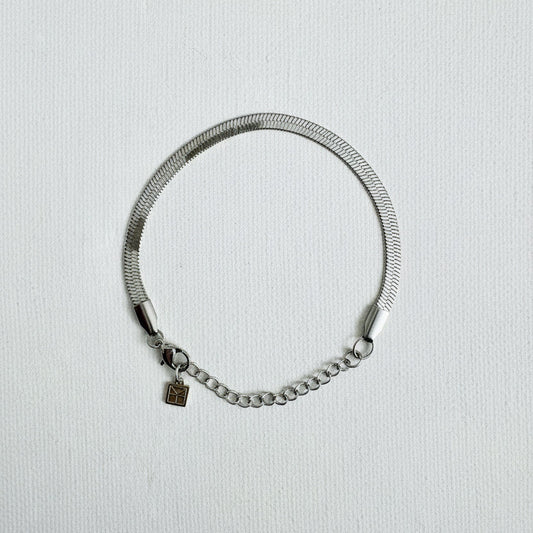 Herringbone Chain Bracelet Silver