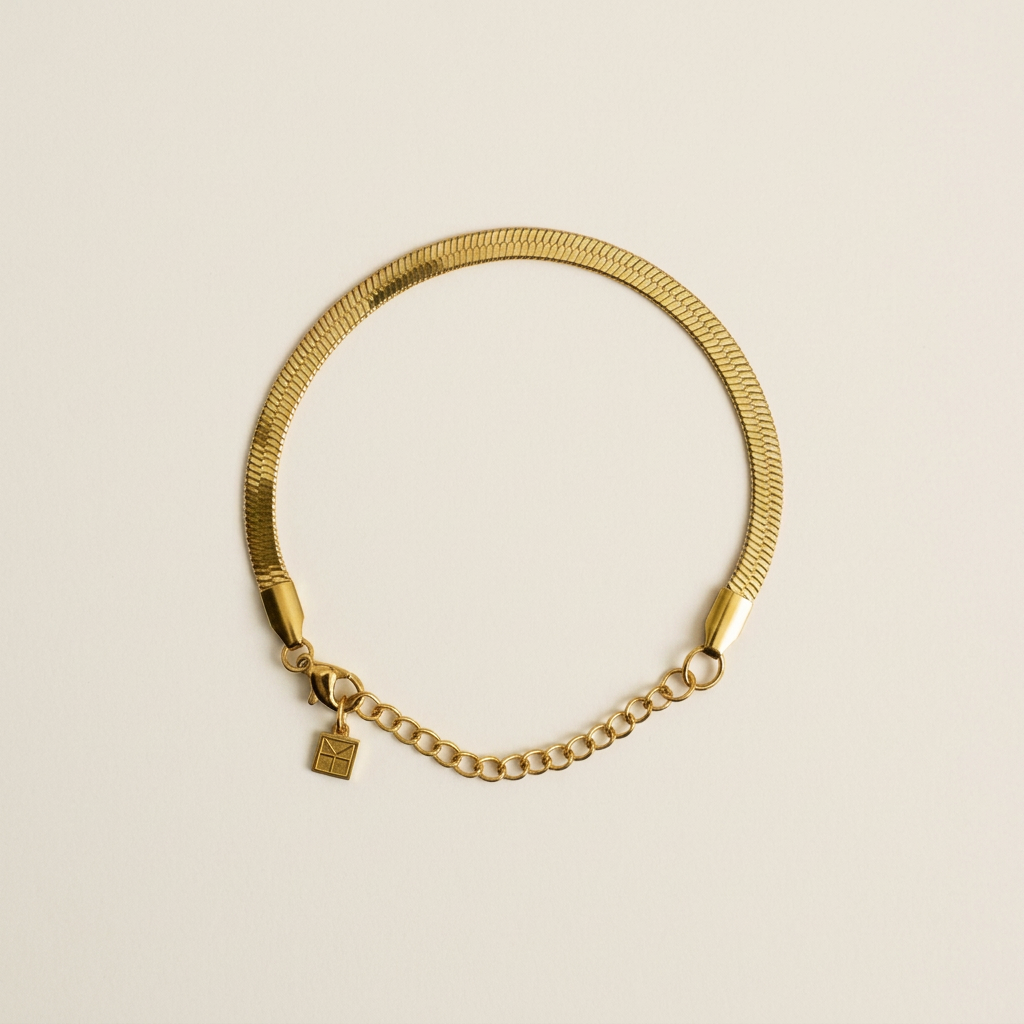 Herringbone Chain Bracelet Gold