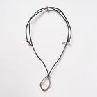 Leather Cord Necklace with Abstract Oval Pendant Silver
