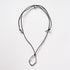 Leather Cord Necklace with Abstract Oval Pendant Silver