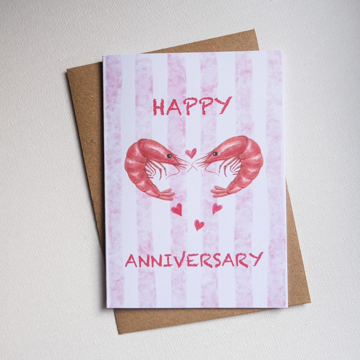 Greeting Cards Happy Anniversary Shrimps Pink