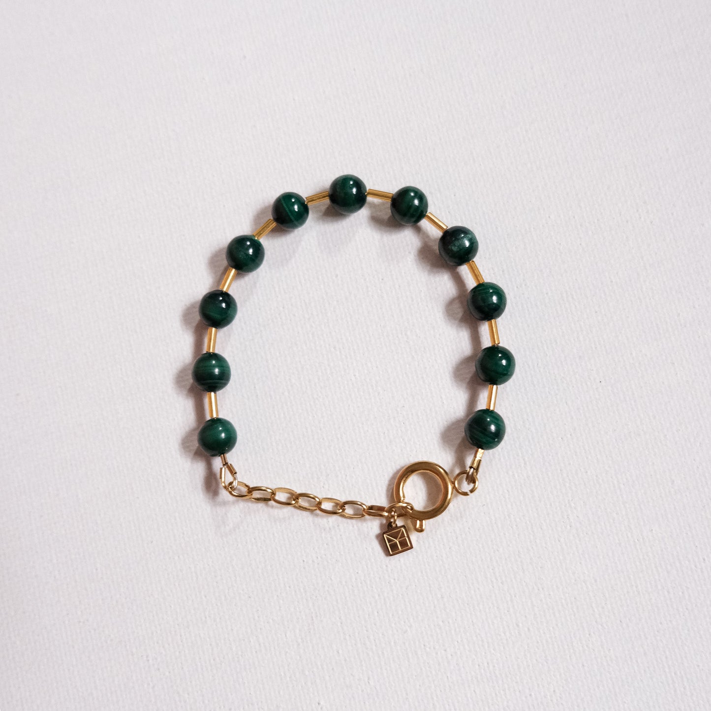 Mimi Beaded Ball Chain Bracelet Malachite