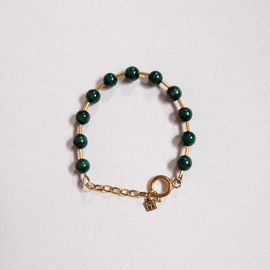 Mimi Beaded Ball Chain Bracelet Malachite