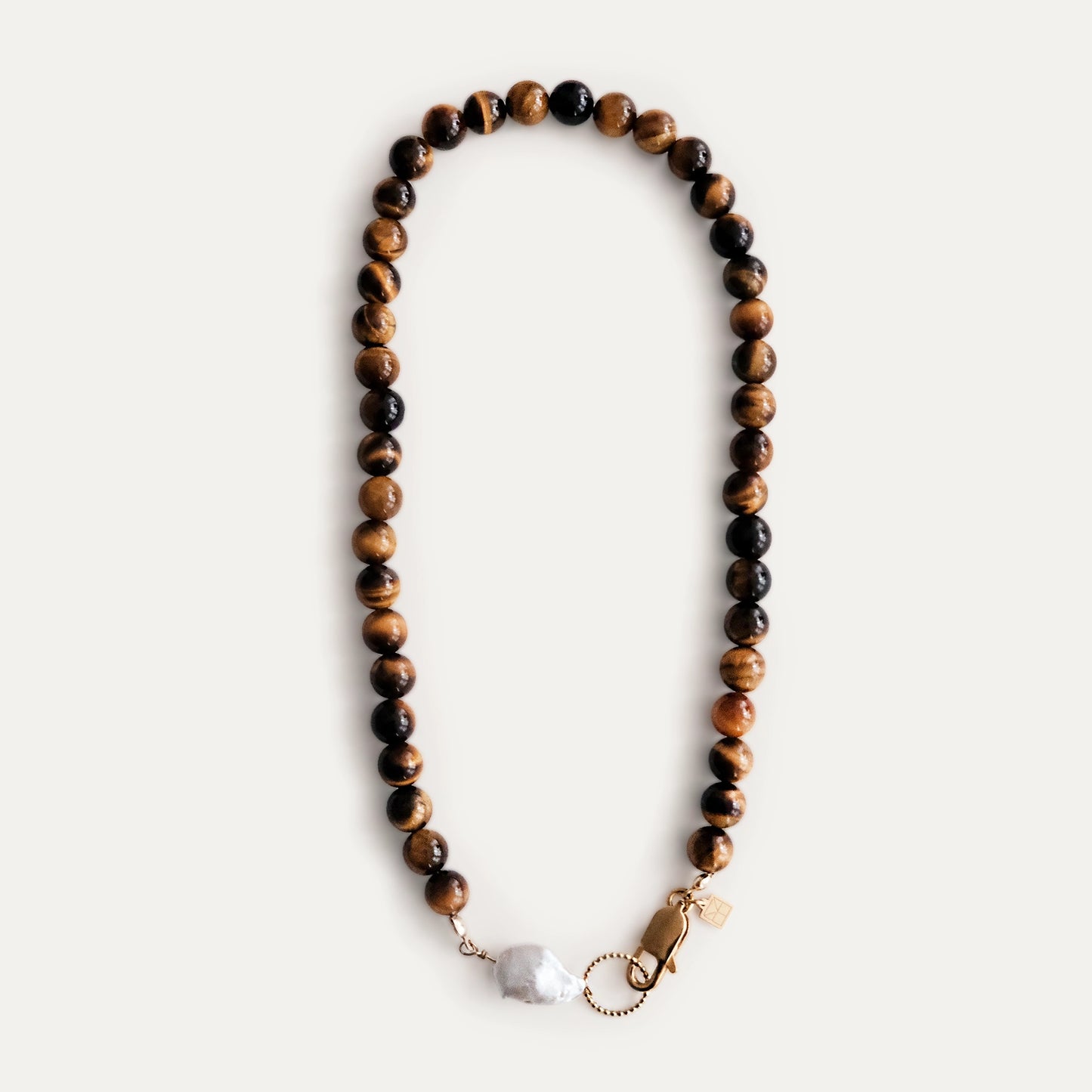 Lara Necklace With A Keshi Pearl Tiger's Eye