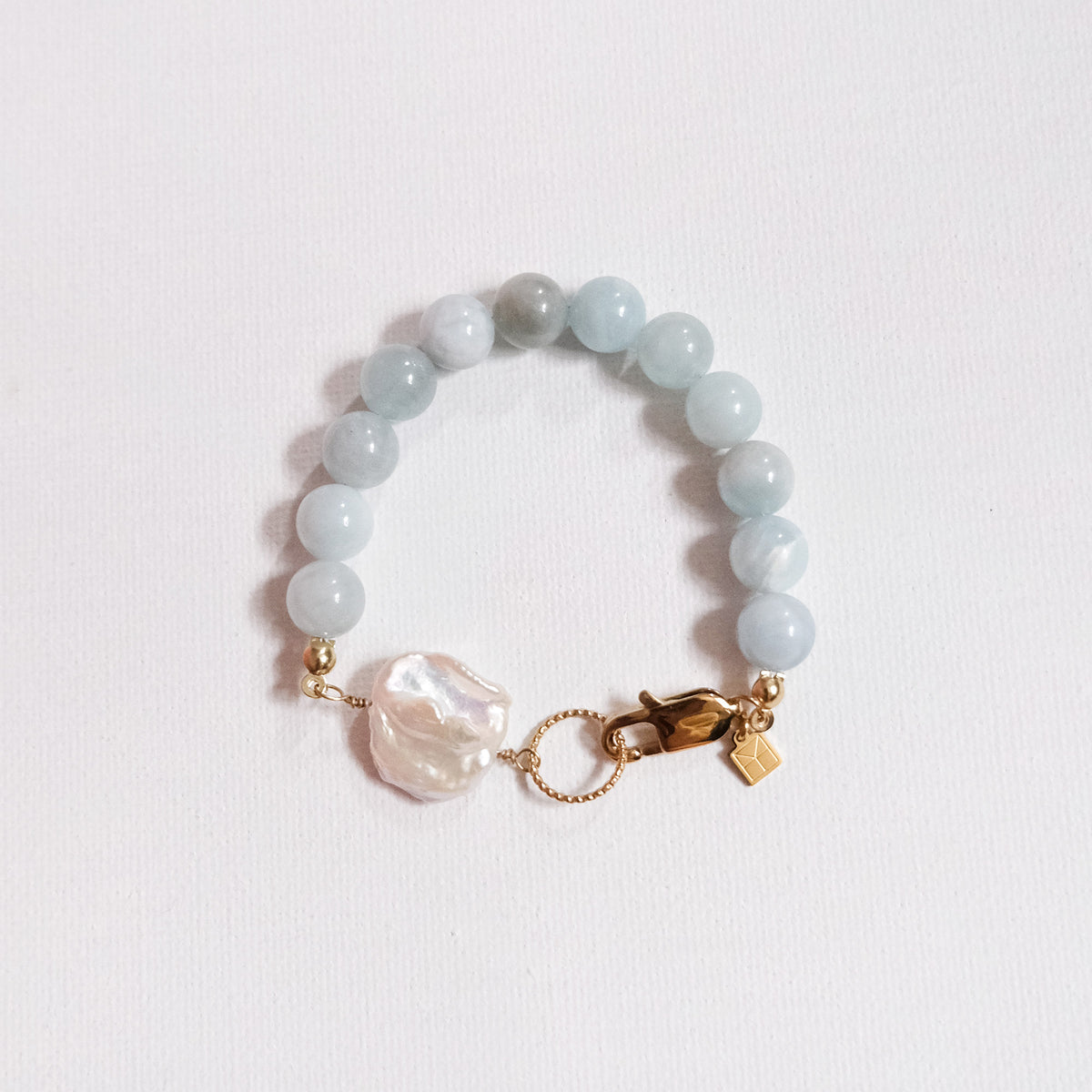 Lara Bracelet With A Keshi Pearl Large Aquamarine