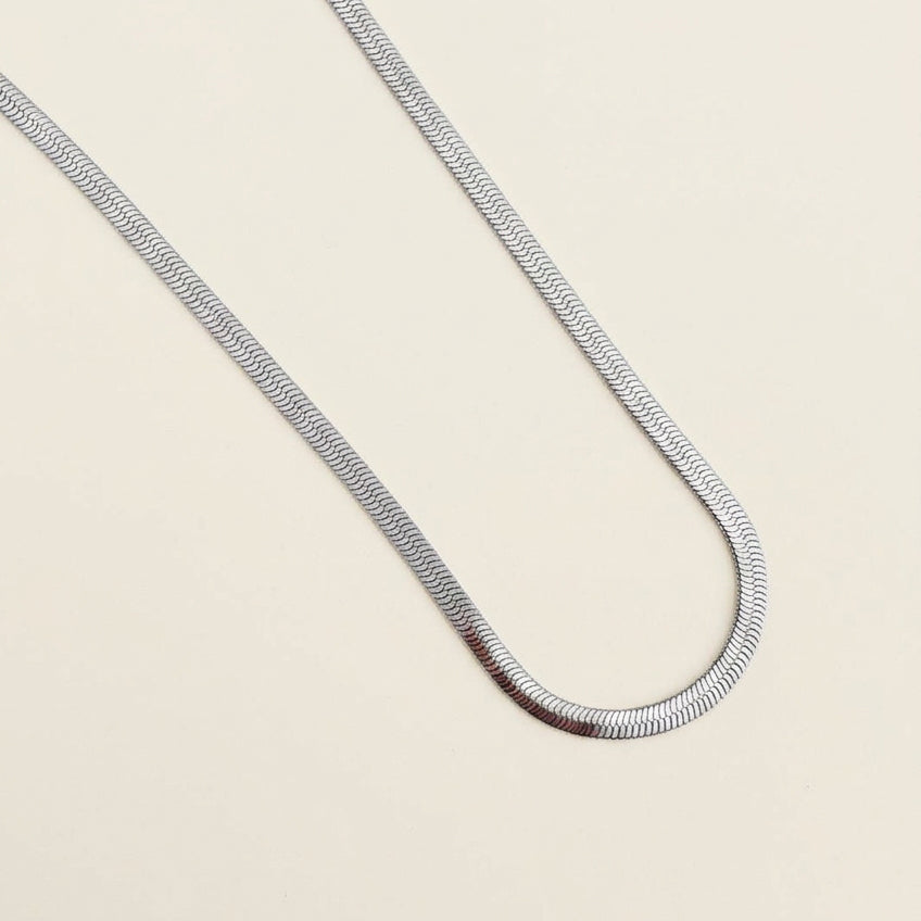 Herringbone Chain Necklace Silver