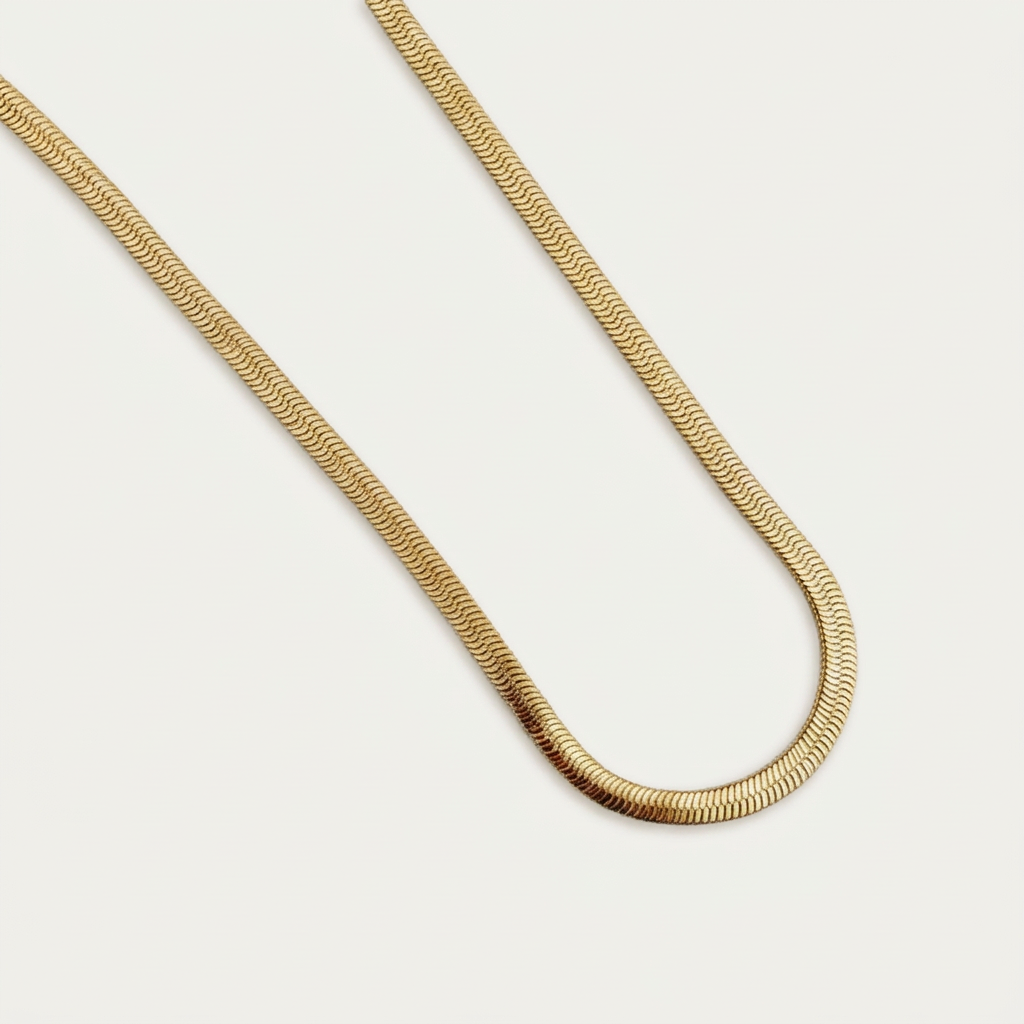Herringbone Chain Necklace Gold