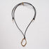 Leather Cord Necklace with Abstract Oval Pendant Gold