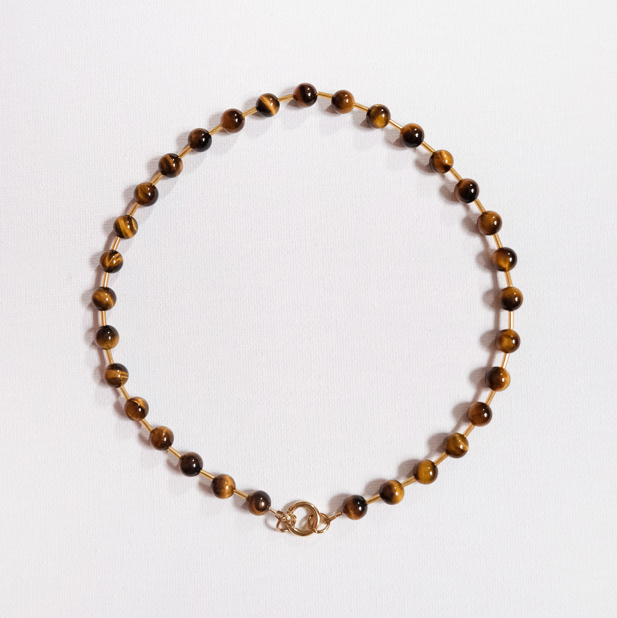 Mimi Beaded Ball Chain Necklace Tiger's Eye