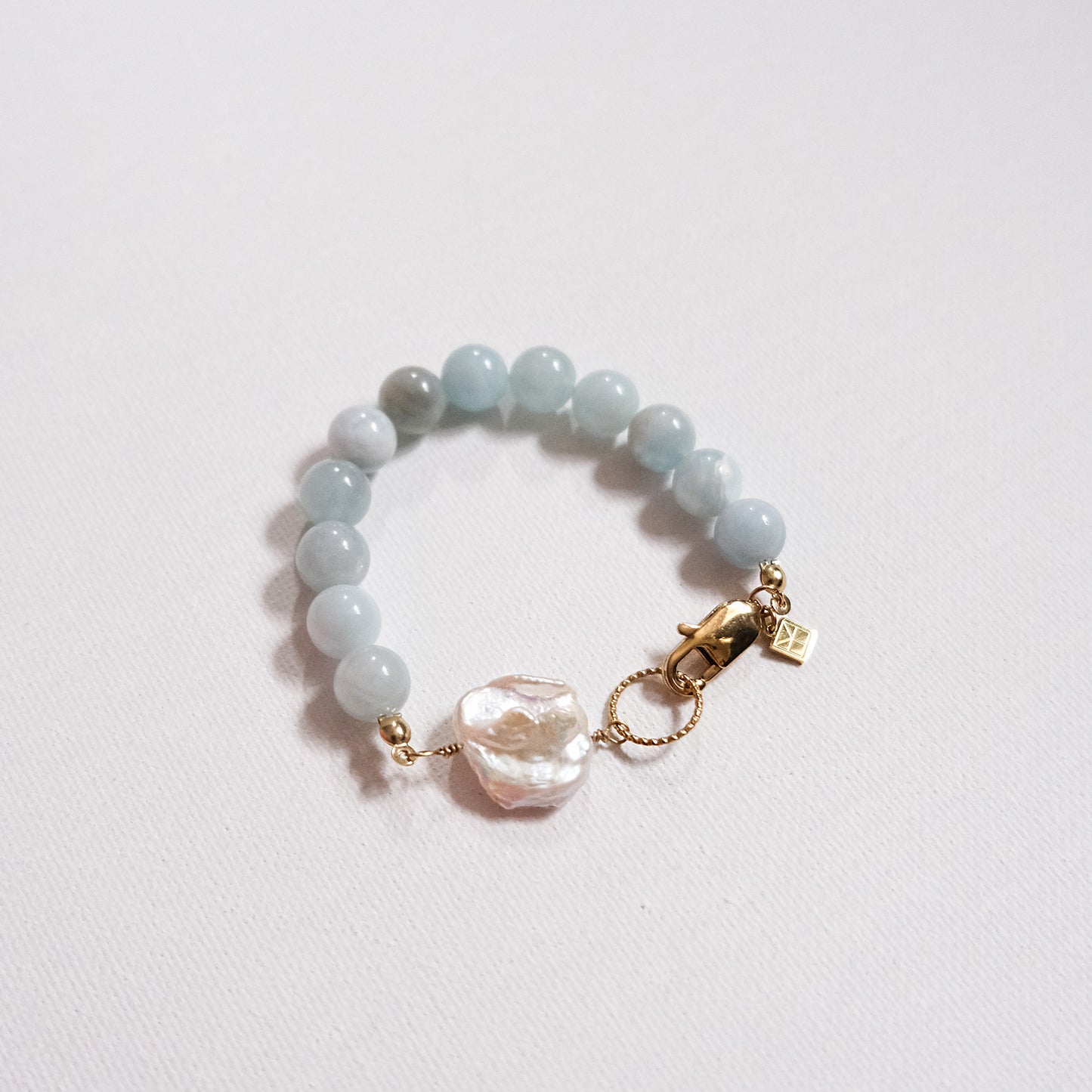 Lara Bracelet With A Keshi Pearl Large Aquamarine