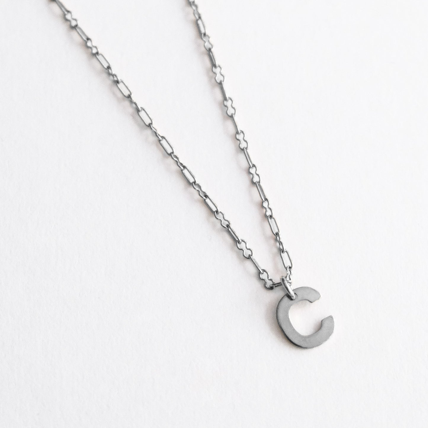 Initial Letter Necklace Silver