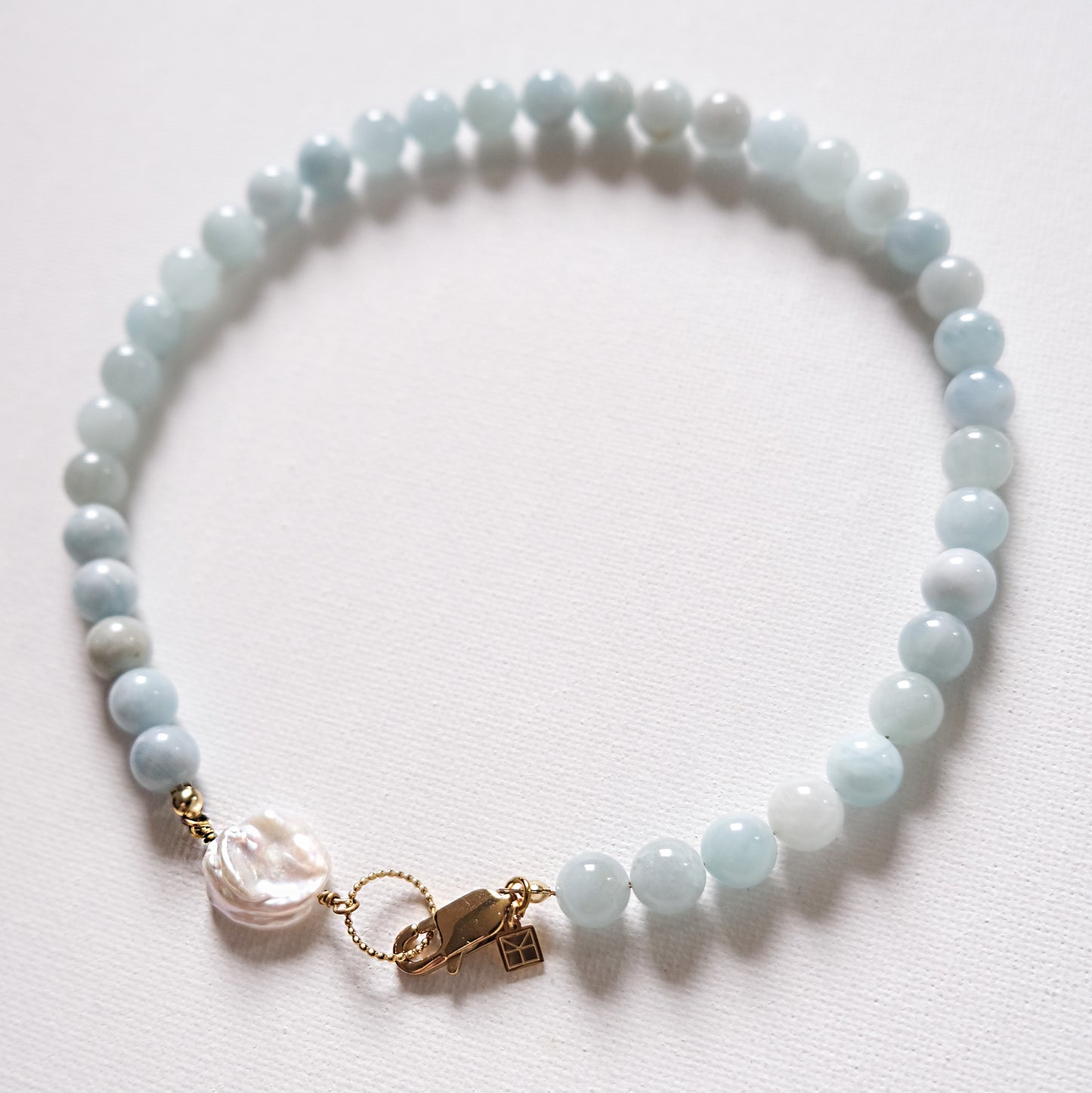 Lara Necklace With A Keshi Pearl Large Aquamarine