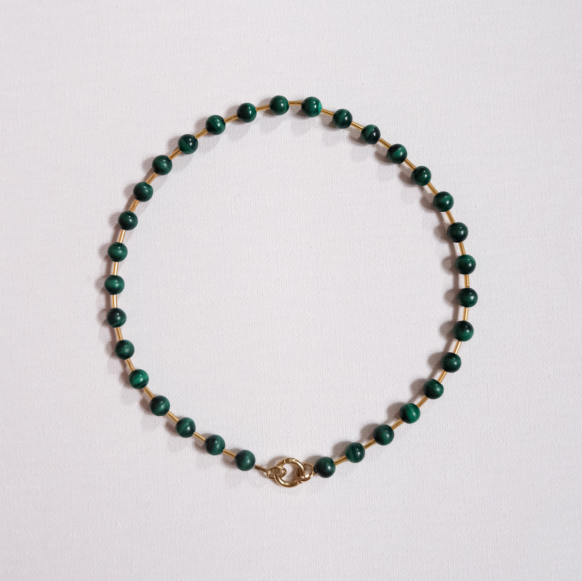 Mimi Beaded Ball Chain Necklace Malachite
