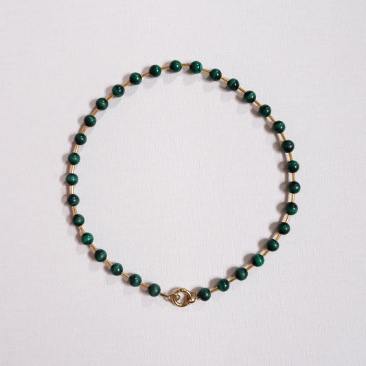 Mimi Beaded Ball Chain Necklace Malachite