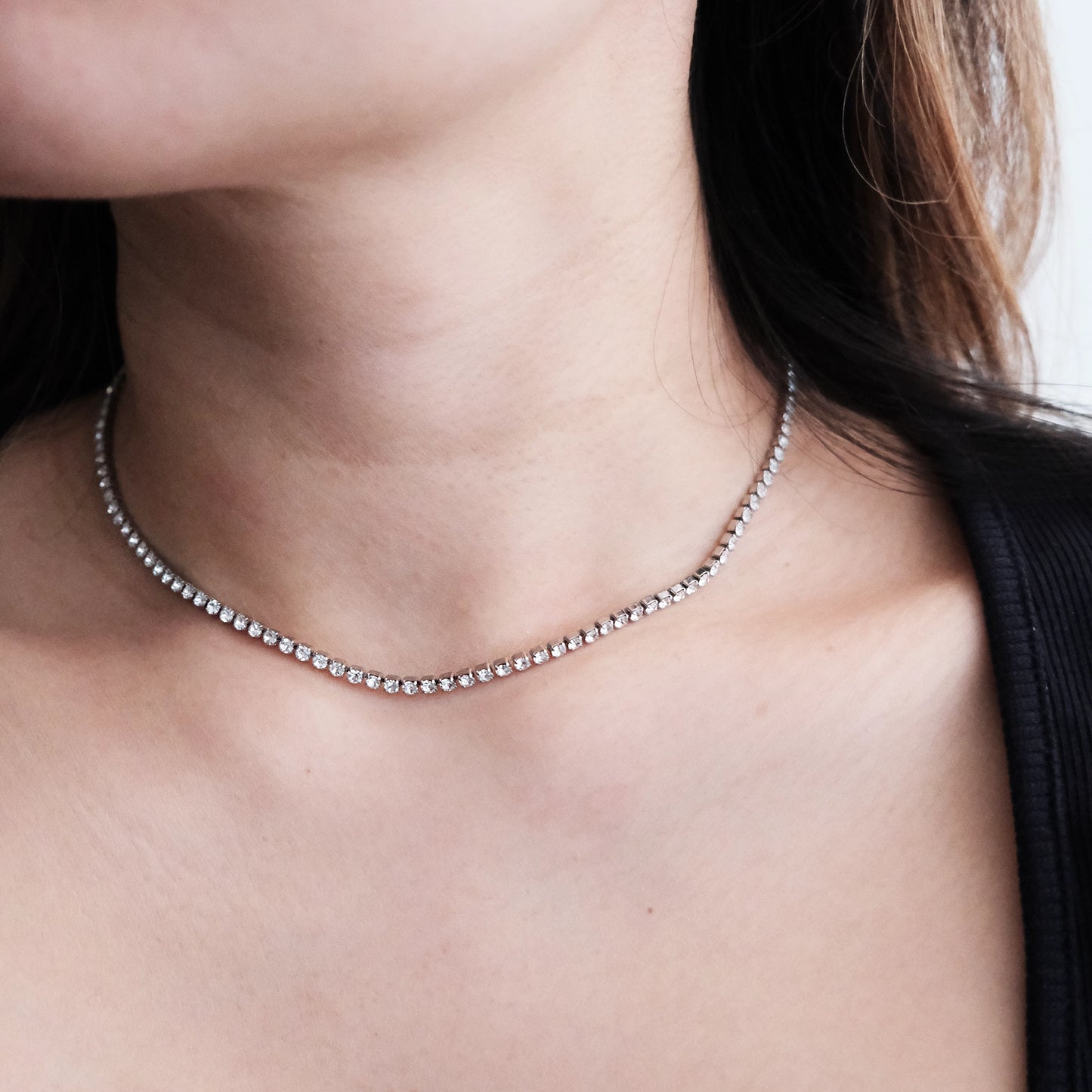 Tennis Chain Necklace Silver