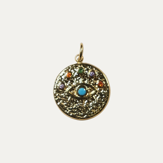 Evil Eye Coin Charm Gold