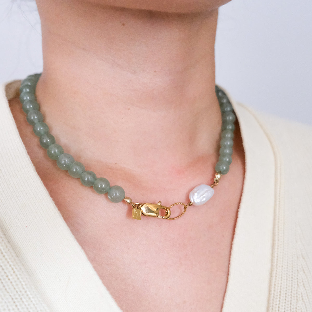 Lara Necklace With A Keshi Pearl Aventurine