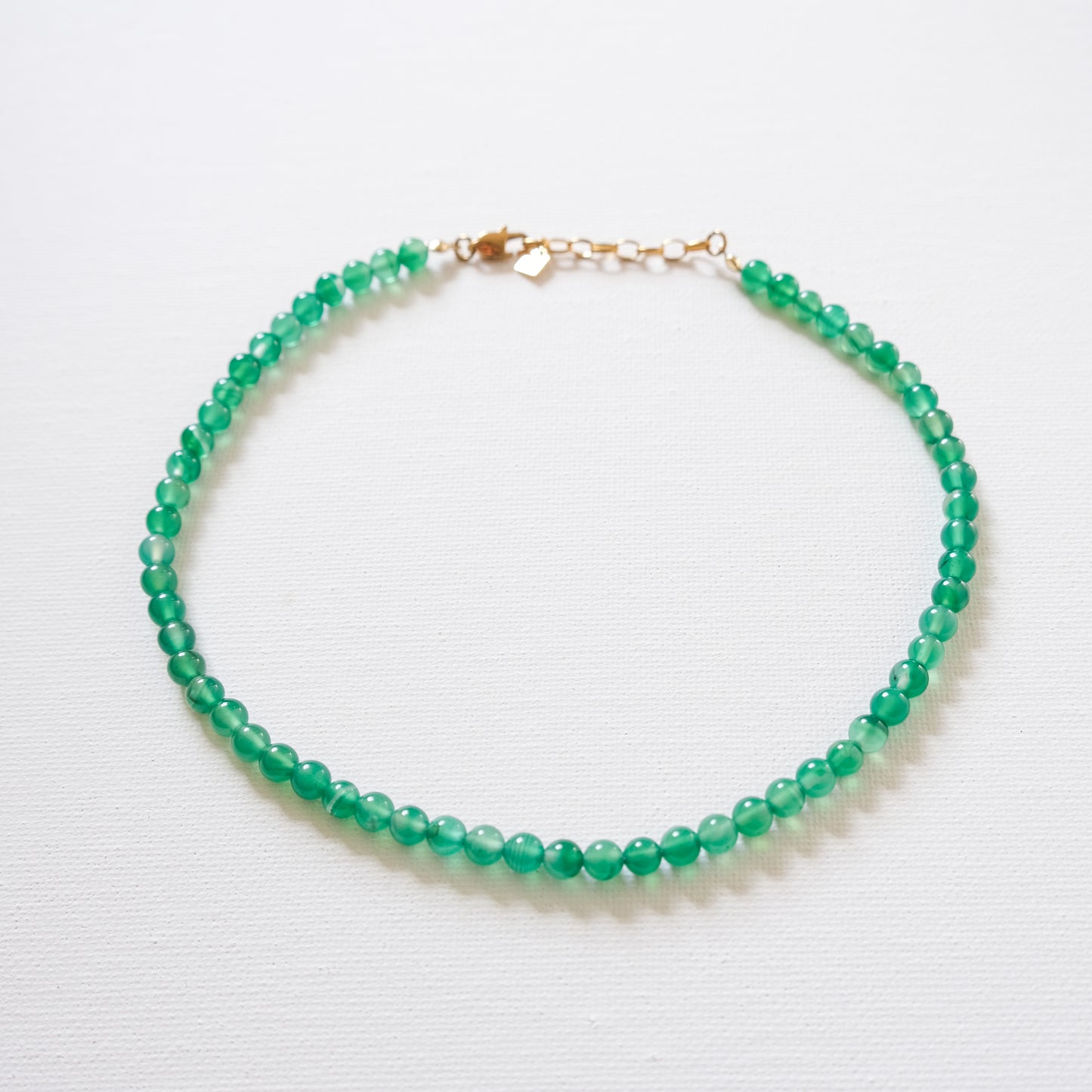 Sian Beaded Necklace Green Onyx/Gold
