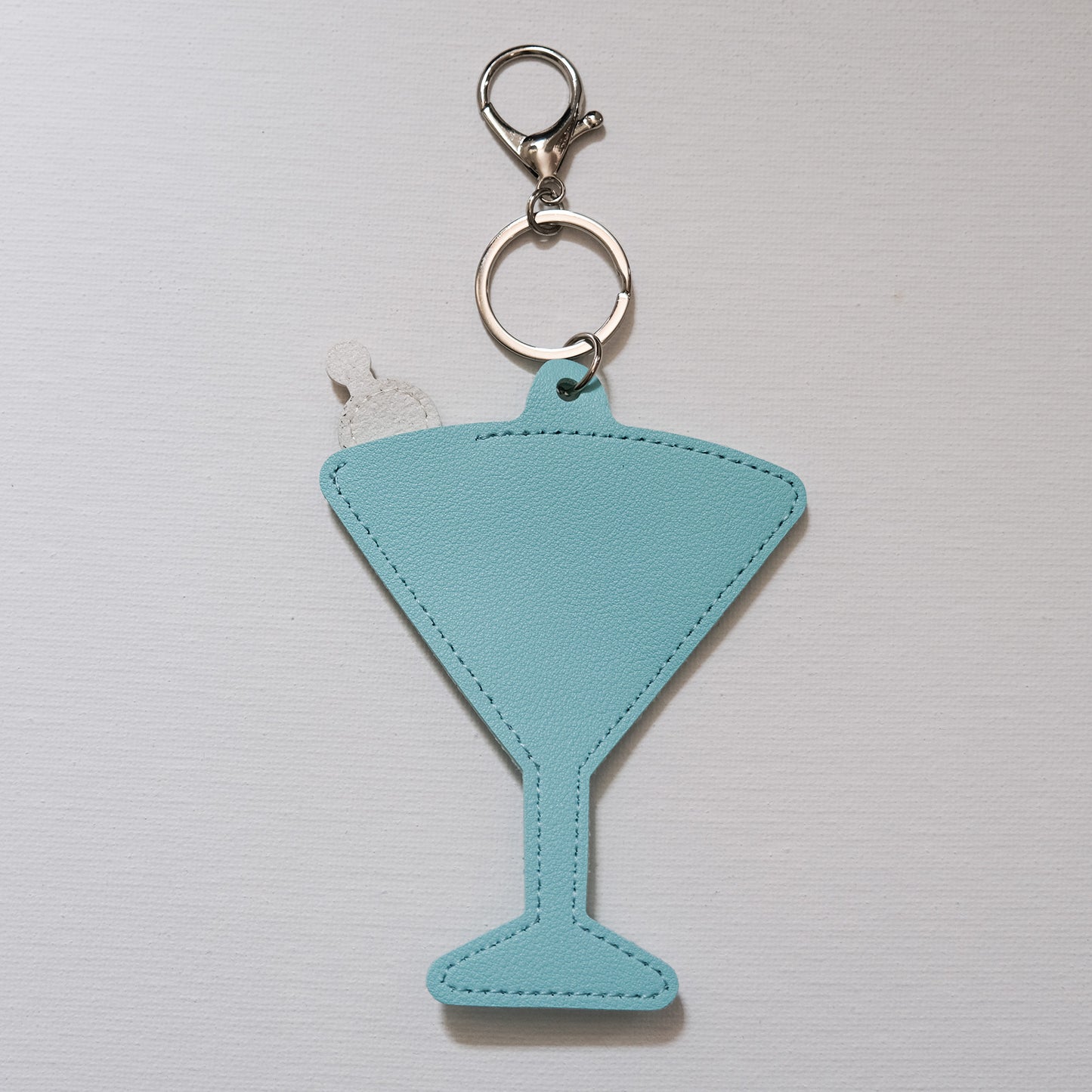 Wine Glass With Olives Sunglasses Keeper Key Ring Blue
