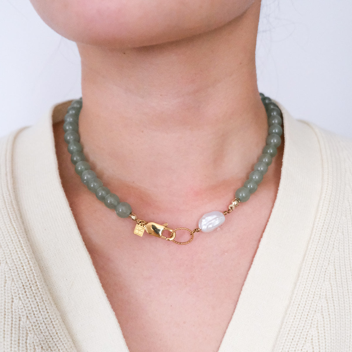 Lara Necklace With A Keshi Pearl Aventurine
