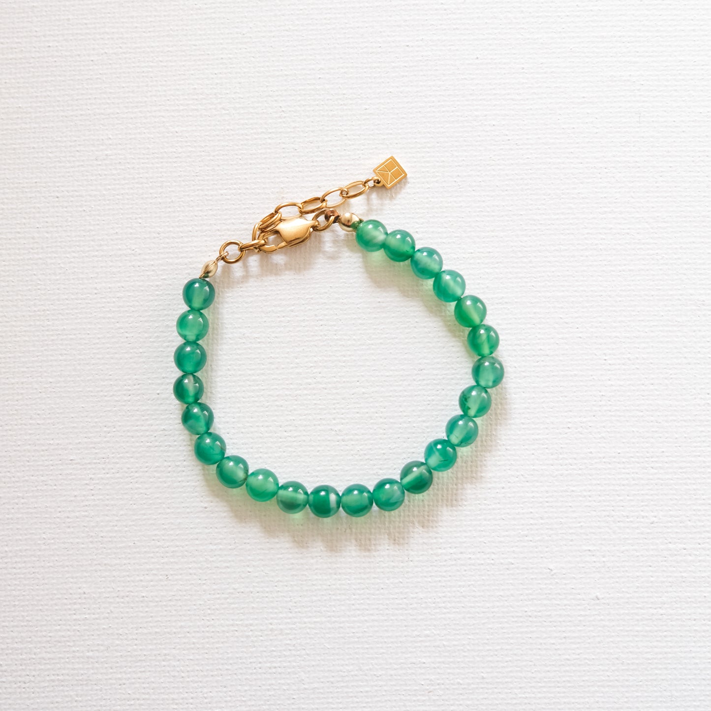 Sian Beaded Bracelet Green Onyx/Gold