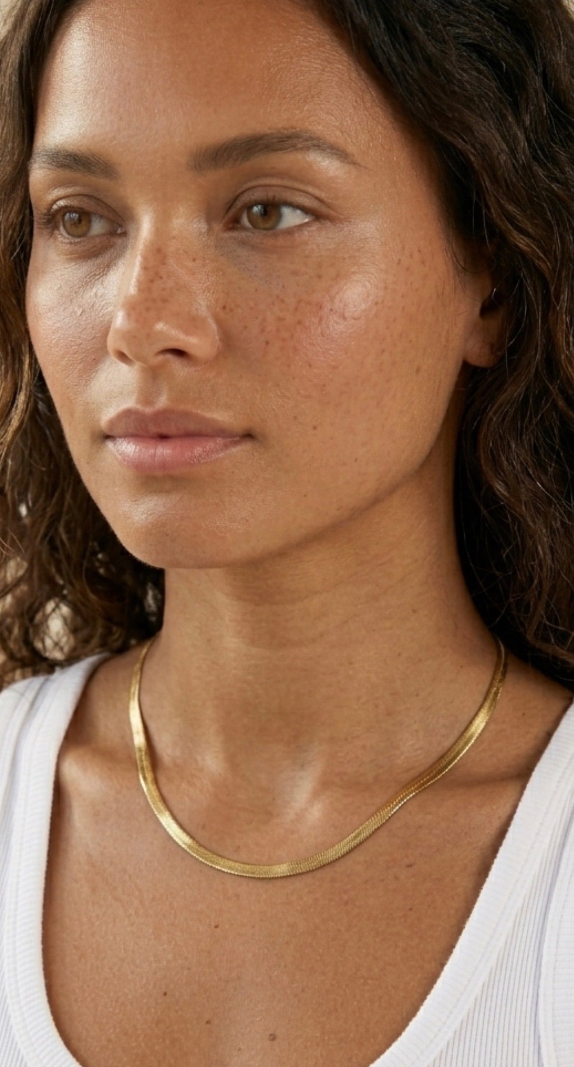 Herringbone Chain Necklace Gold