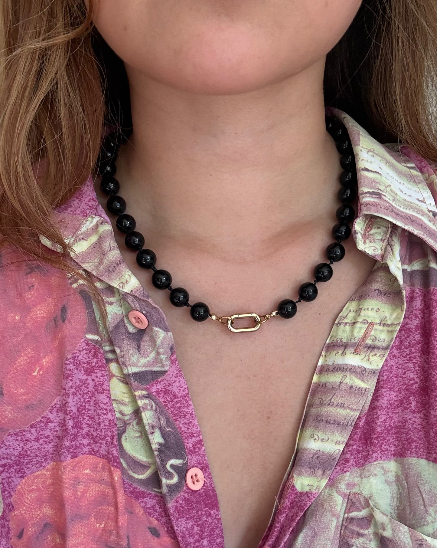 Rhea Handknotted Bead Necklace Black Onyx