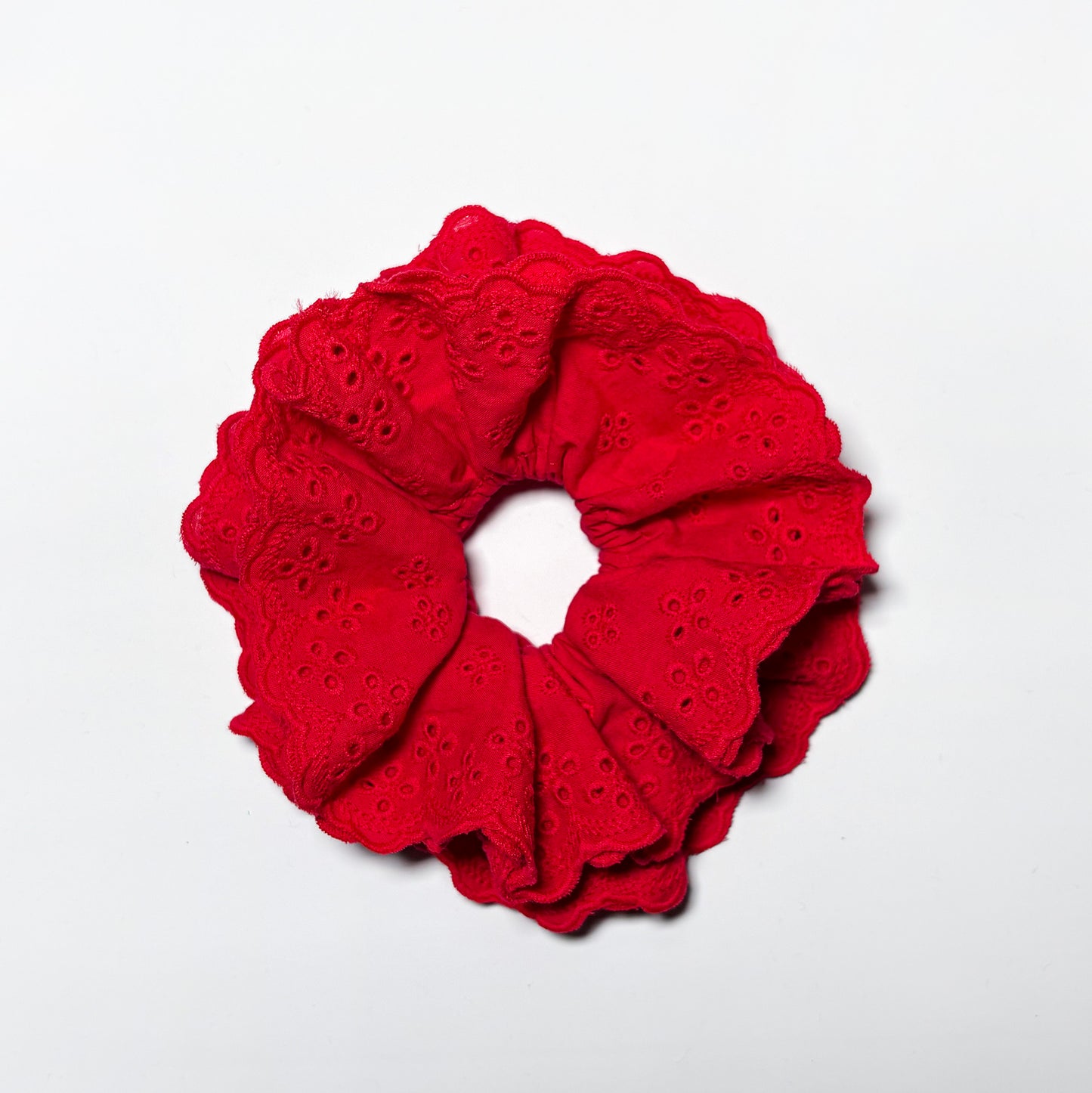 Sophia Embroidered Scrunchie Red
